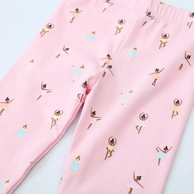 Toddler/Kid Girl's Cartoon Dancing Princess Design Pink Leggings