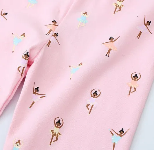 Toddler/Kid Girl's Cartoon Dancing Princess Design Pink Leggings