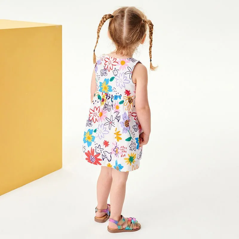 Toddler/Kid Girl's Colorful Floral Design Sleeveless Dress