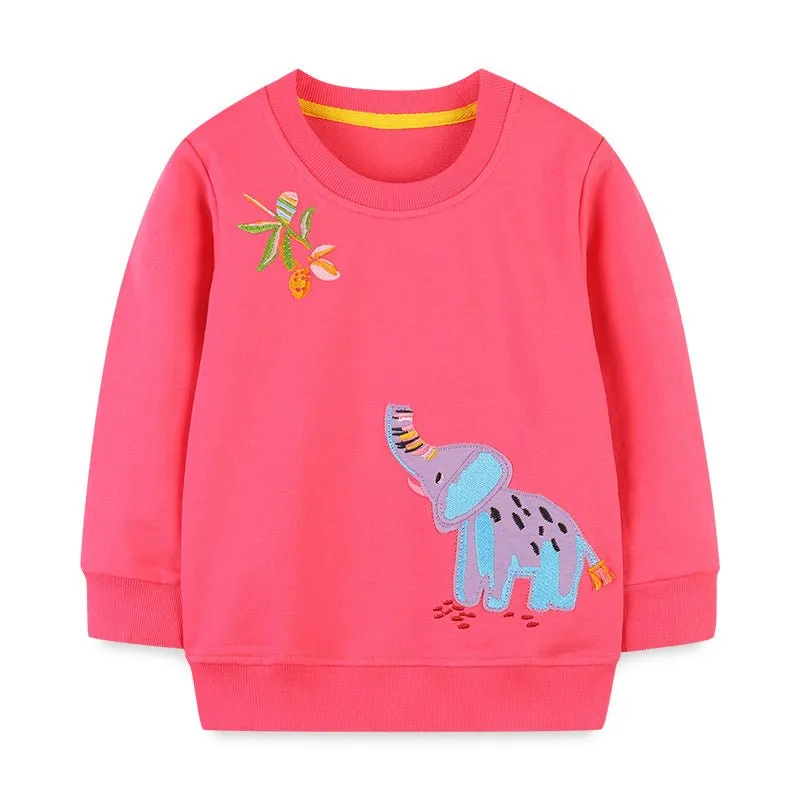 Toddler/Kid Girl's Cute Elephant Embroidery Sweatshirt