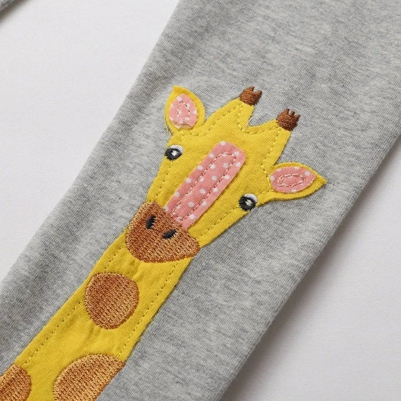 Toddler/Kid Girl's Gray Giraffe Pattern Leggings