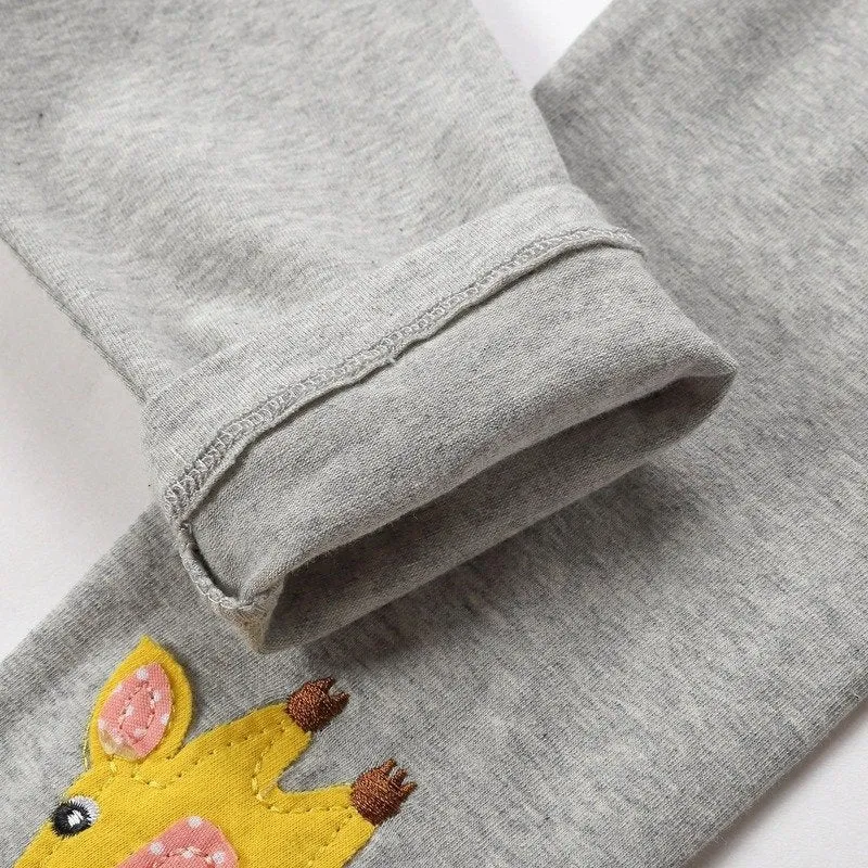 Toddler/Kid Girl's Gray Giraffe Pattern Leggings