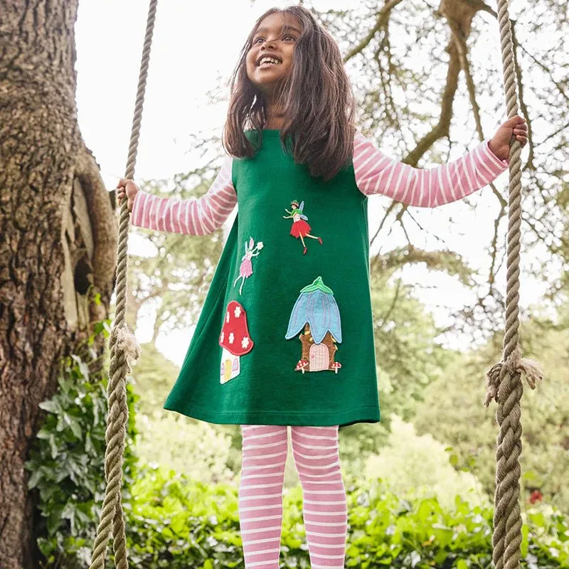 Toddler/Kid Girl's Long Sleeve Cartoon Embroidery Dress