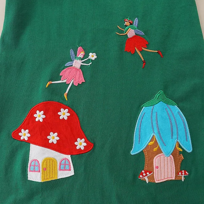 Toddler/Kid Girl's Long Sleeve Cartoon Embroidery Dress