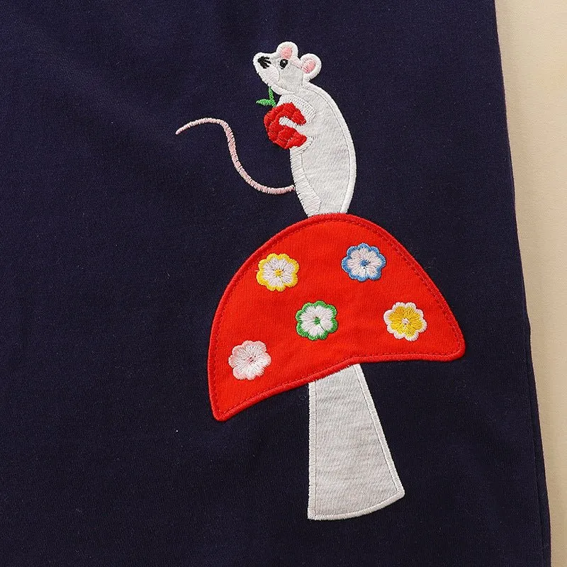 Toddler/Kid Girl's Long Sleeve Cartoon Mushroom Design Cotton Dress