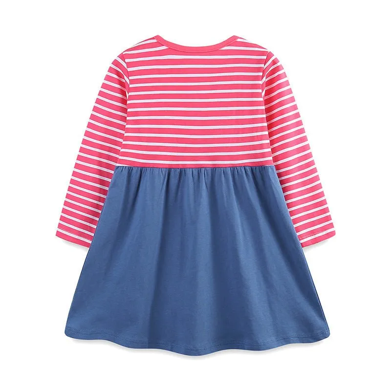 Toddler/Kid Girl's Long Sleeve Mini Animals Design Dress