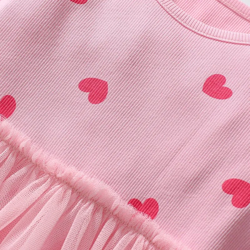 Toddler/Kid Girl's Long Sleeve Pink Heart Design Dress