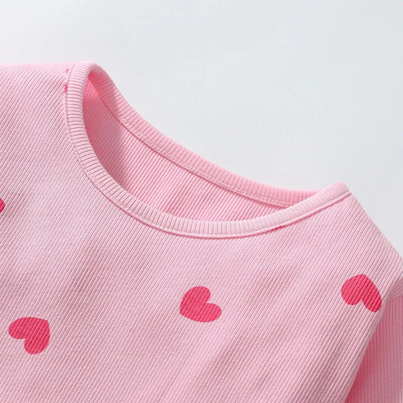 Toddler/Kid Girl's Long Sleeve Pink Heart Design Dress