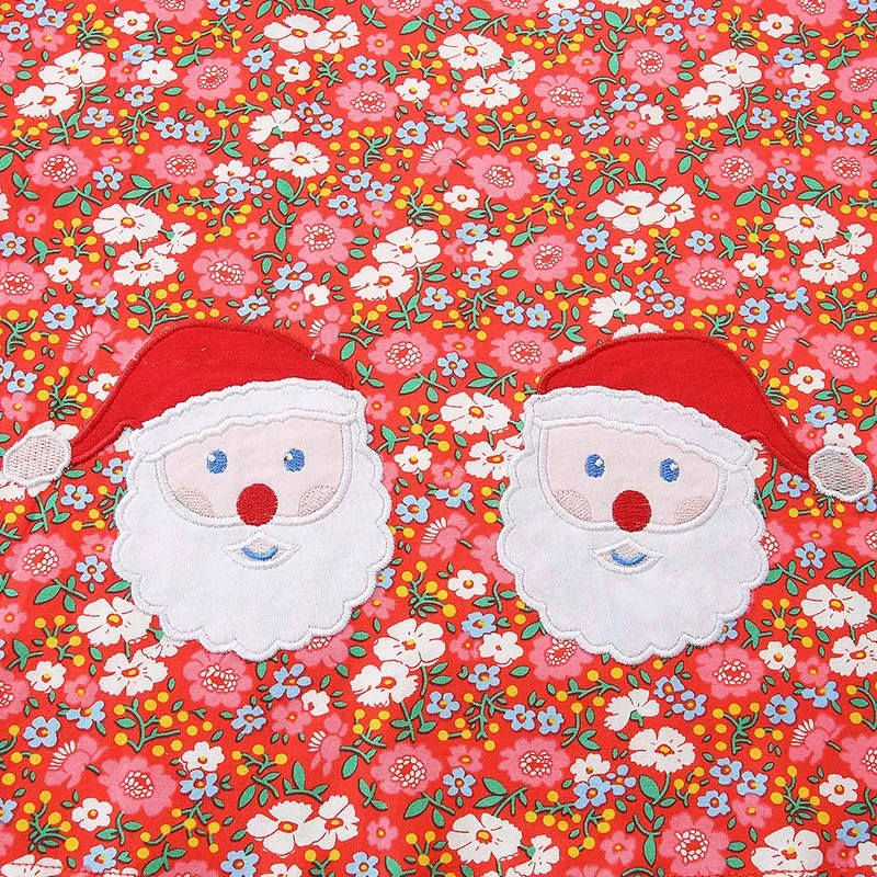 Toddler/Kid Girl's Long Sleeve Santa Embroidery Design Dress