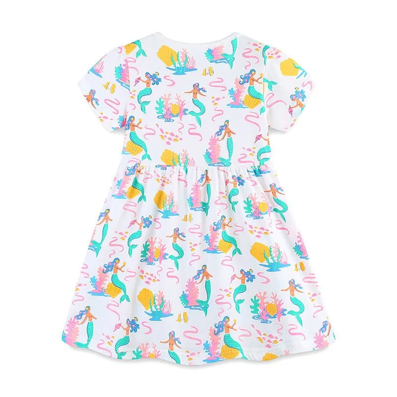 Toddler/Kid Girl's Mermaid Print Design Princess Dress