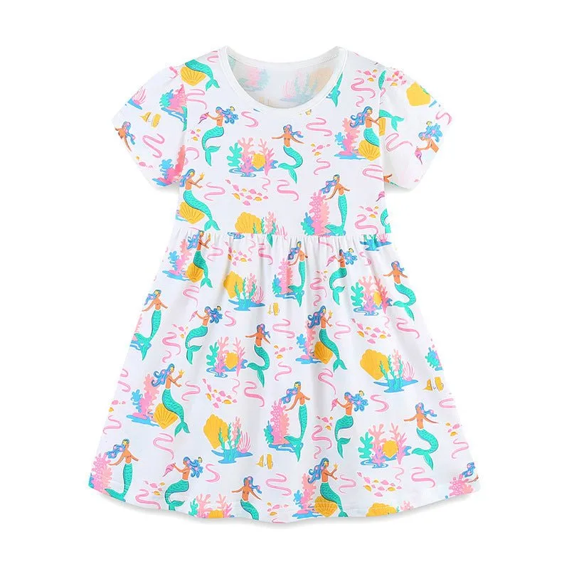 Toddler/Kid Girl's Mermaid Print Design Princess Dress
