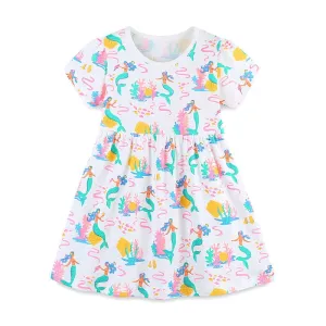 Toddler/Kid Girl's Mermaid Print Design Princess Dress