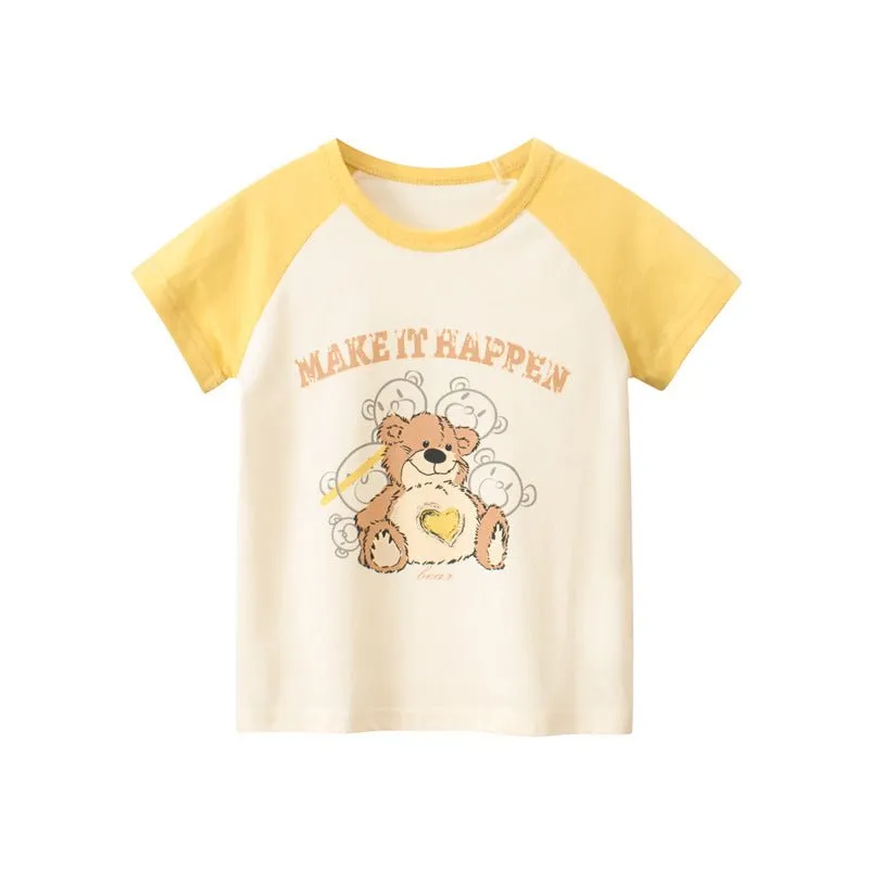 Toddler/Kid "Make It Happen" Bear Print T-shirt (2 Colors)