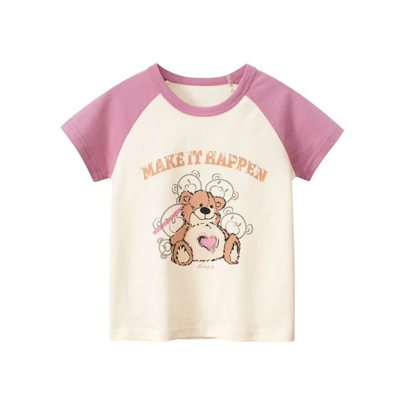 Toddler/Kid "Make It Happen" Bear Print T-shirt (2 Colors)