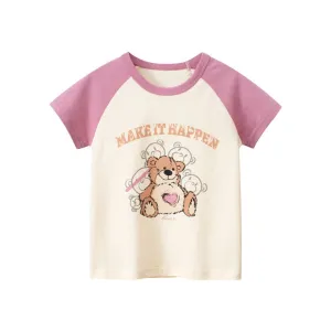 Toddler/Kid "Make It Happen" Bear Print T-shirt (2 Colors)