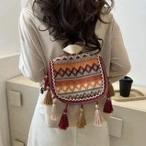 UAKISS  -  Aesthetic Design Womens Backpack Fashion Tassels Small Canvas Bag 2024 Fashion Trend Light Weight Versatile Backpack