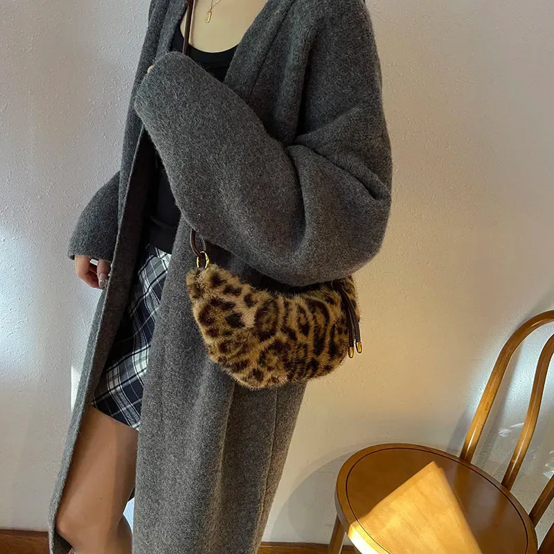 UAKISS  -  Cute Soft Small Faux Fur Shoulder Bags for Women 2024 Y2K Winter New Korean Fashion Handbags Trend Warm CrossbodyBag
