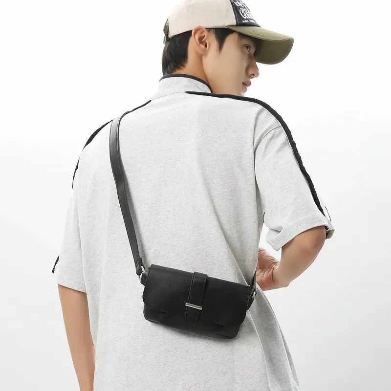 UAKISS  -  Designer Crossbody Bag 2024 New Korean PU Small Square Bag Casual Versatile Flap Phone Shoulder Single Bag Men's Backpack