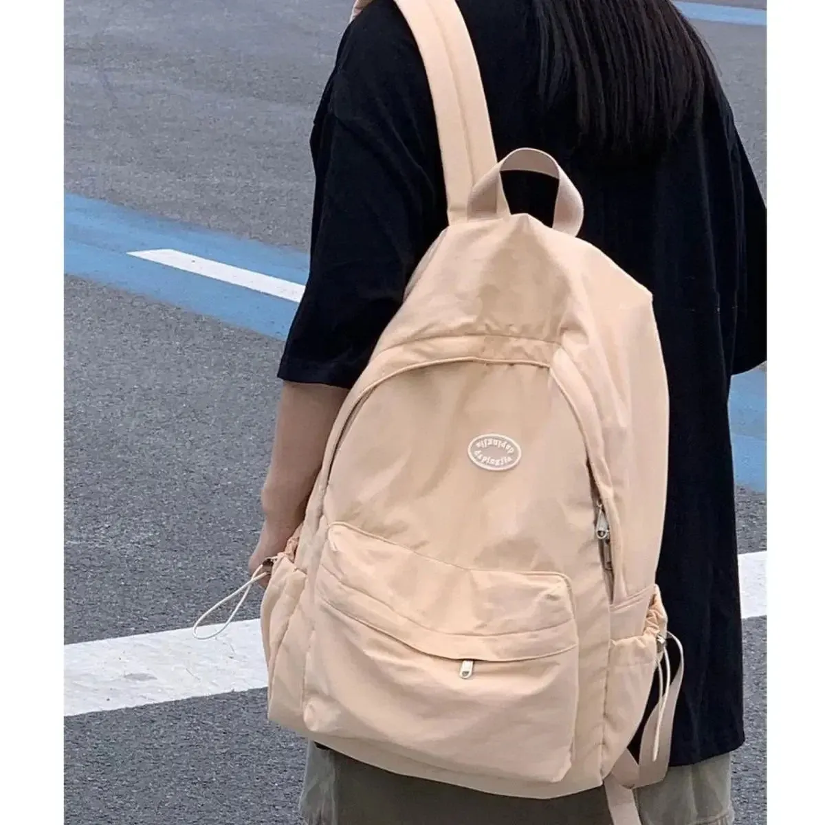 UAKISS  -  Korean Ins Pink Sweet Student Backpack Casual Large Capacity Solid Letter Versatile Backpack Candy Color Women's Travel Backpack