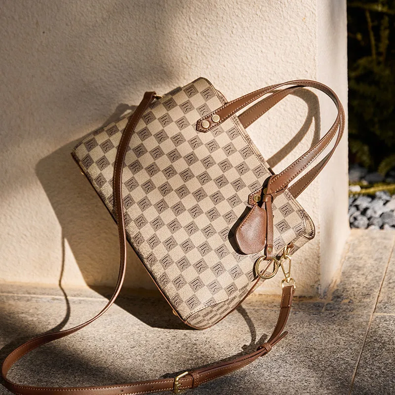 Vintage Checkered Large Capacity Shoulder Bag