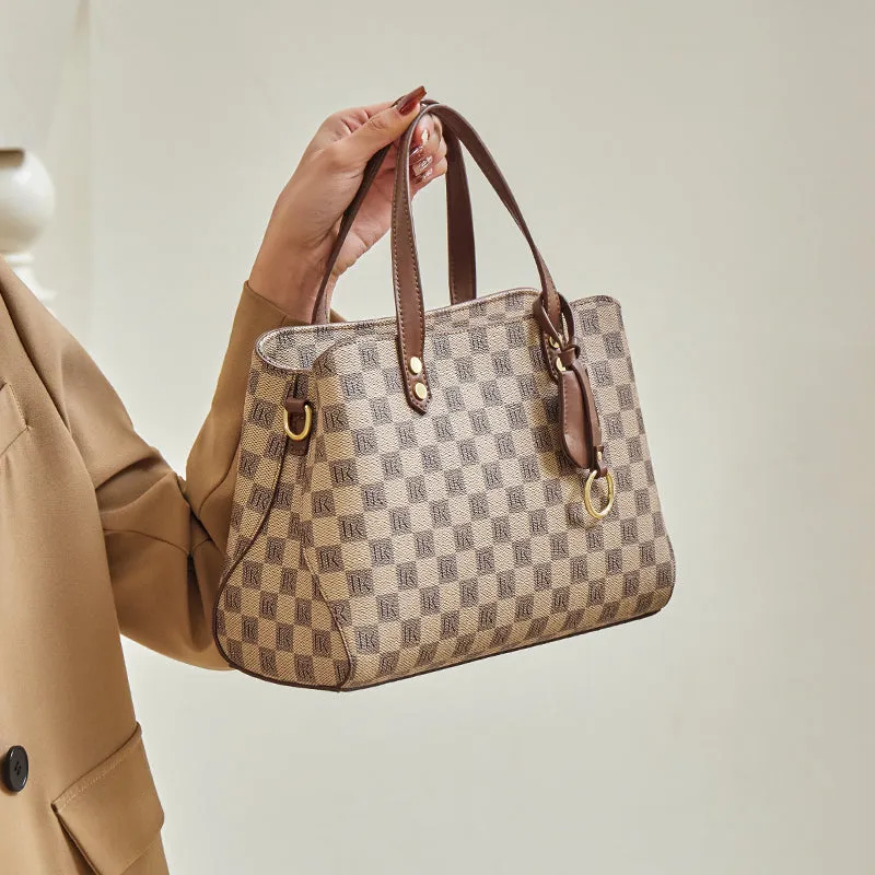 Vintage Checkered Large Capacity Shoulder Bag