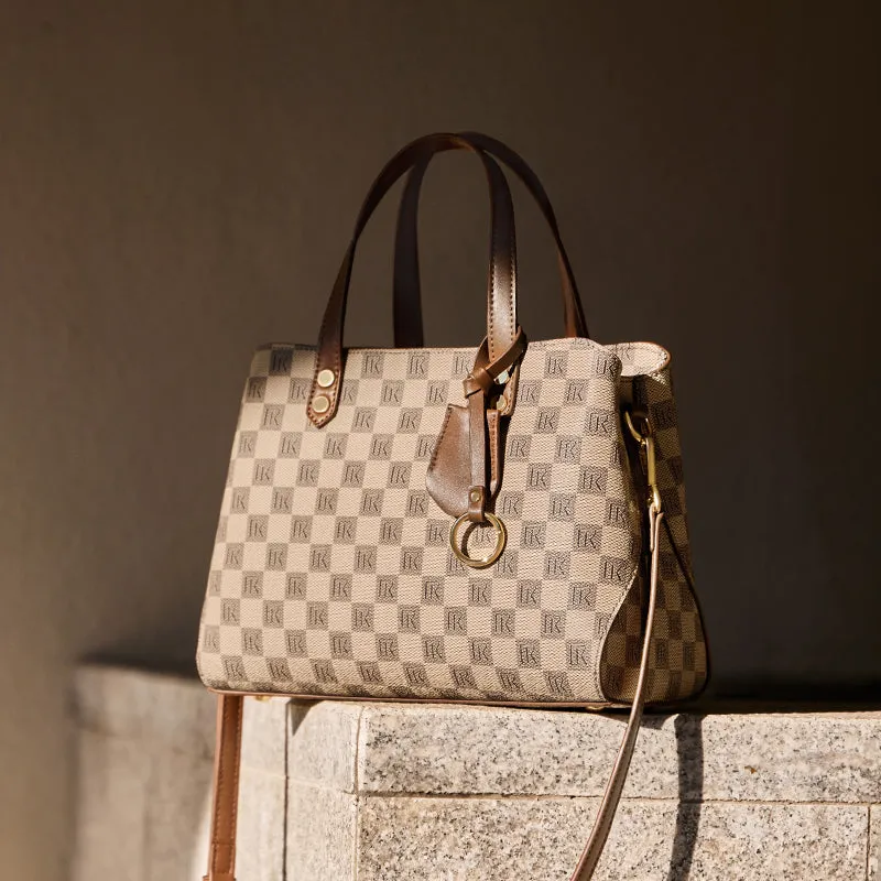 Vintage Checkered Large Capacity Shoulder Bag