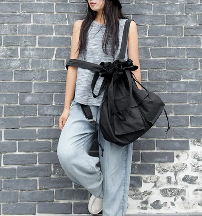 Washed Oxford Simple Design Casual Large Backpack Women Handbag Bag Shoulder Tote Bag