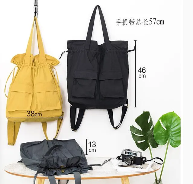 Washed Oxford Simple Design Casual Large Backpack Women Handbag Bag Shoulder Tote Bag