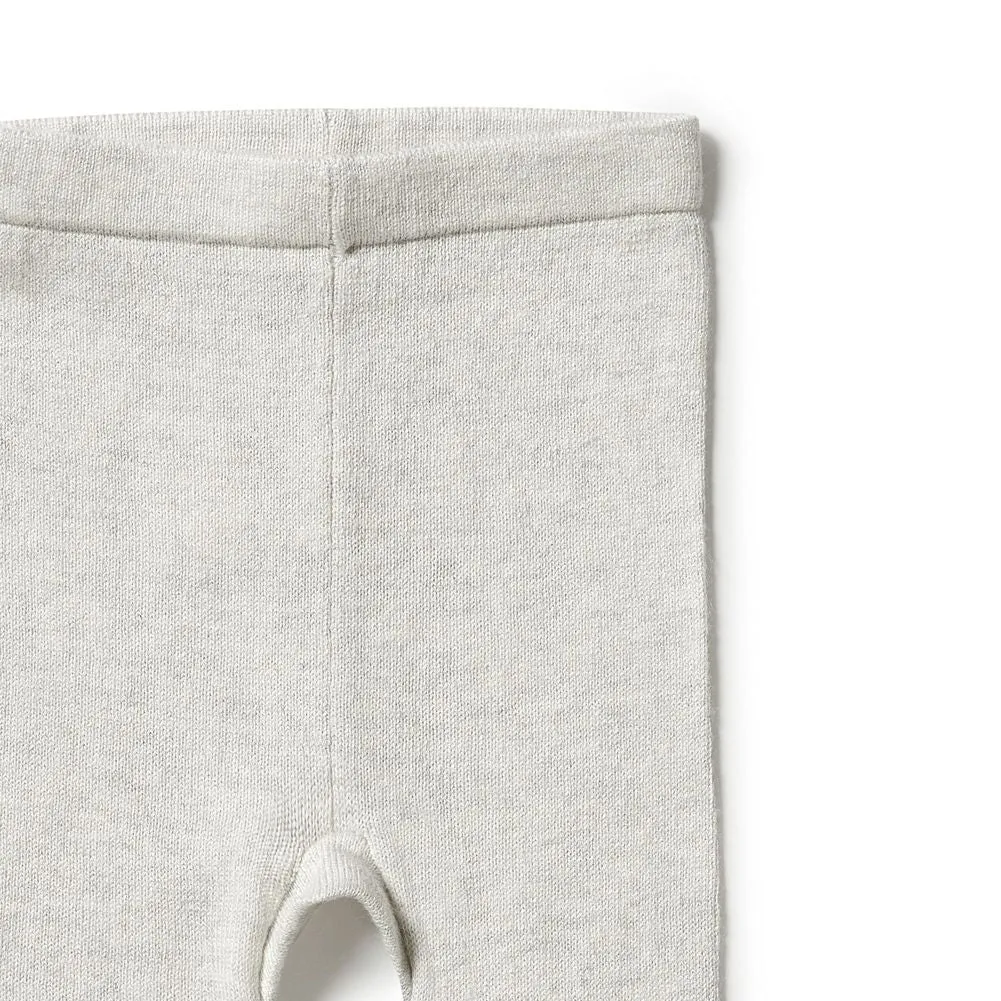 Wilson Frenchy Knitted Leggings with Feet - Grey Melange (0-3 Months, 4-6 Kg)