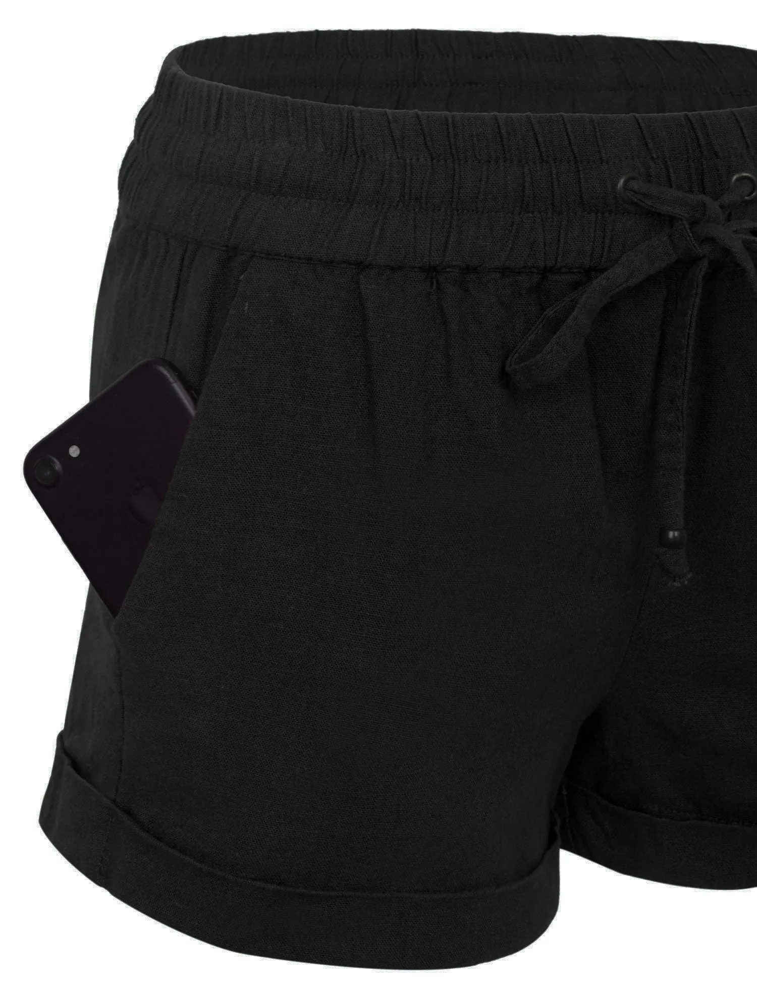 Womens Lightweight Linen Shorts with Drawstring