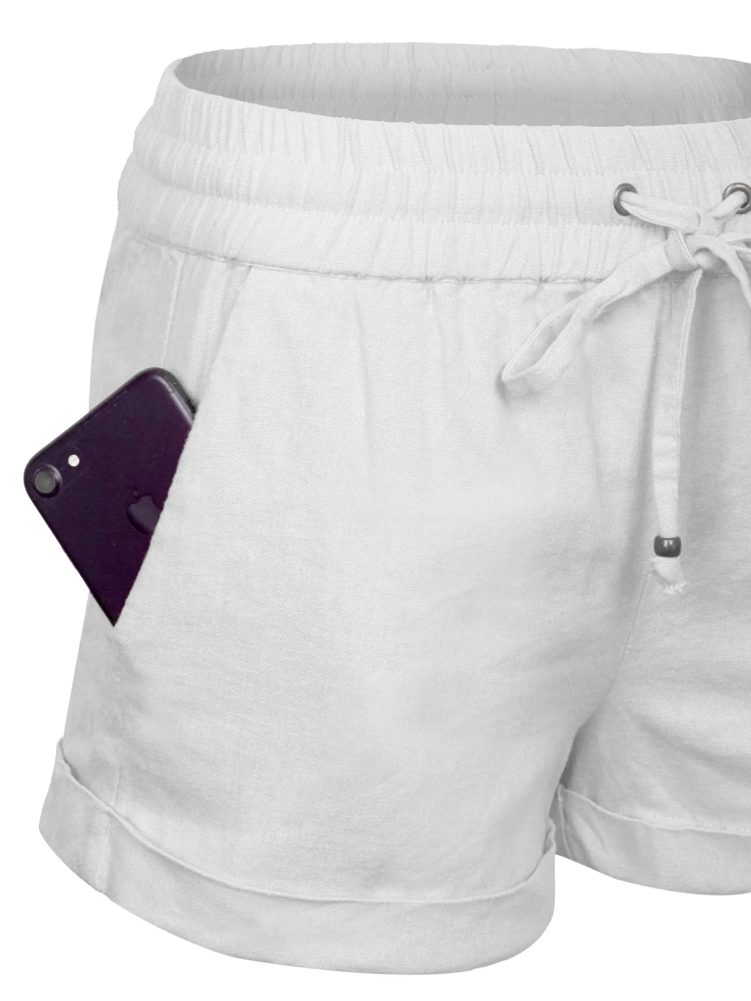 Womens Lightweight Linen Shorts with Drawstring