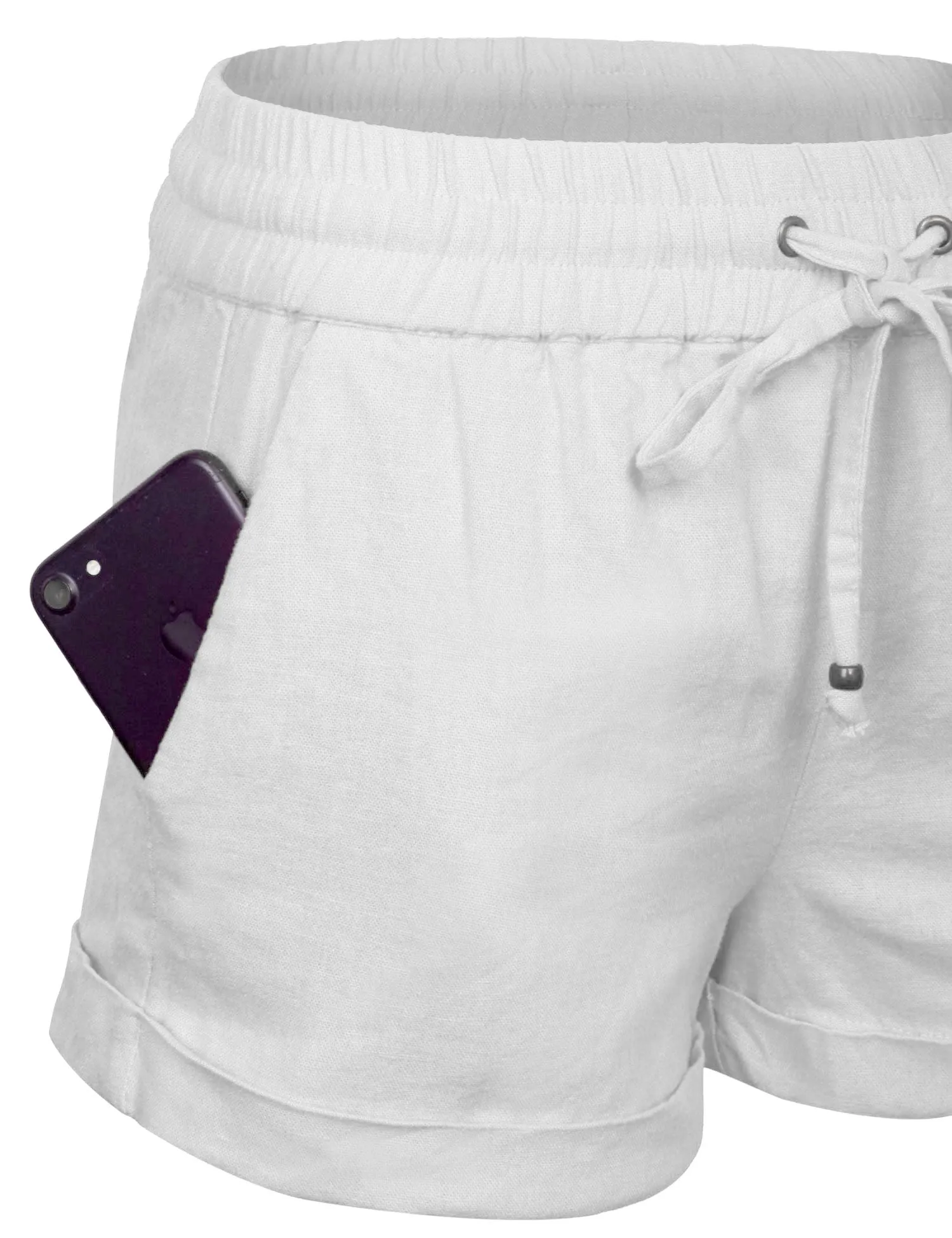 Womens Lightweight Linen Shorts with Drawstring