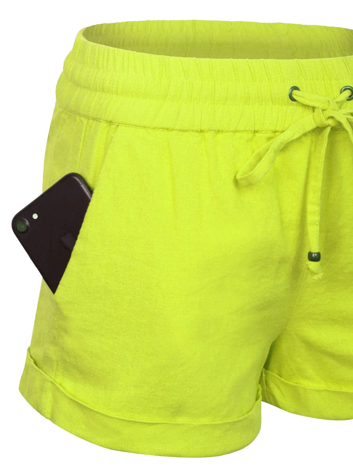 Womens Lightweight Linen Shorts with Drawstring