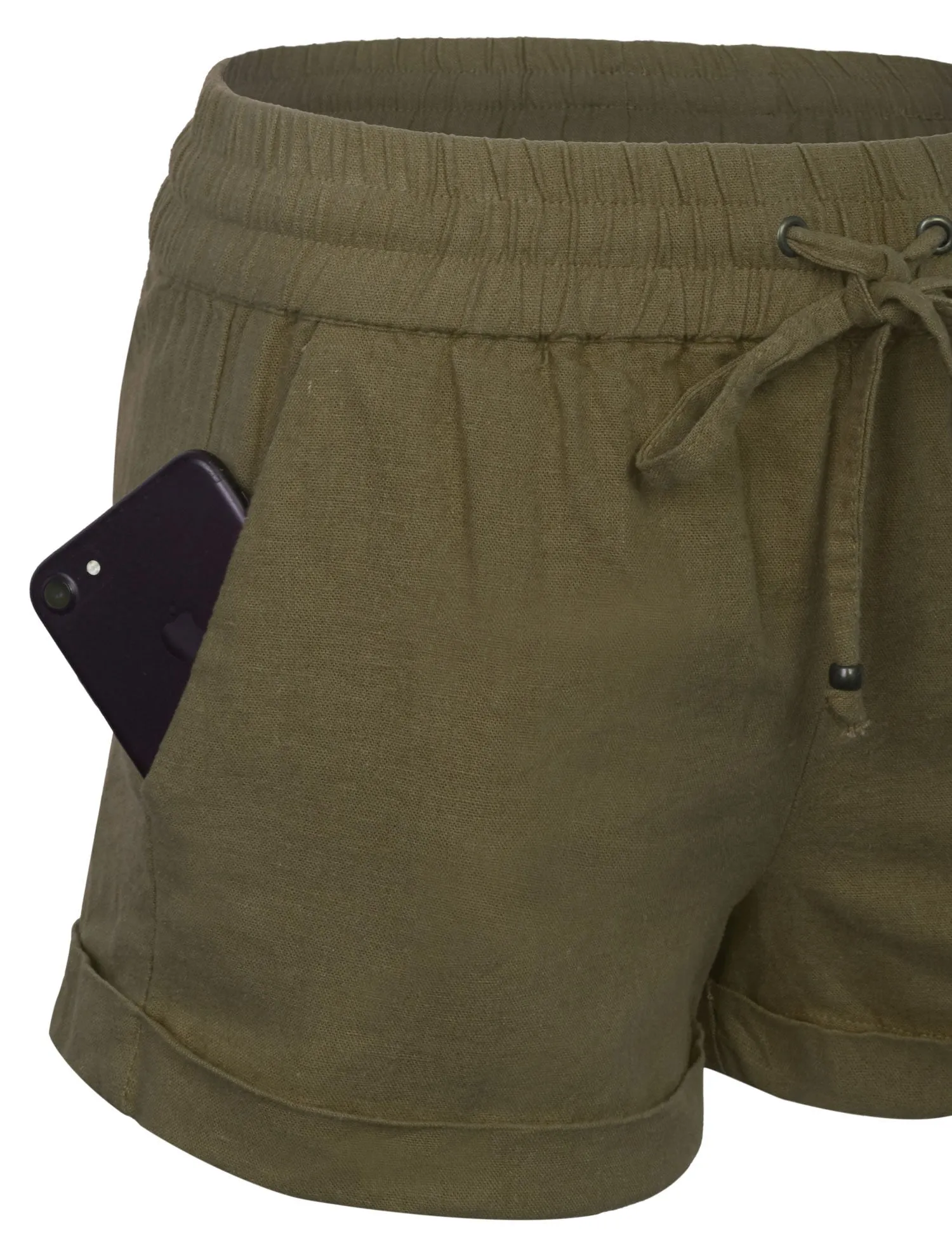 Womens Lightweight Linen Shorts with Drawstring