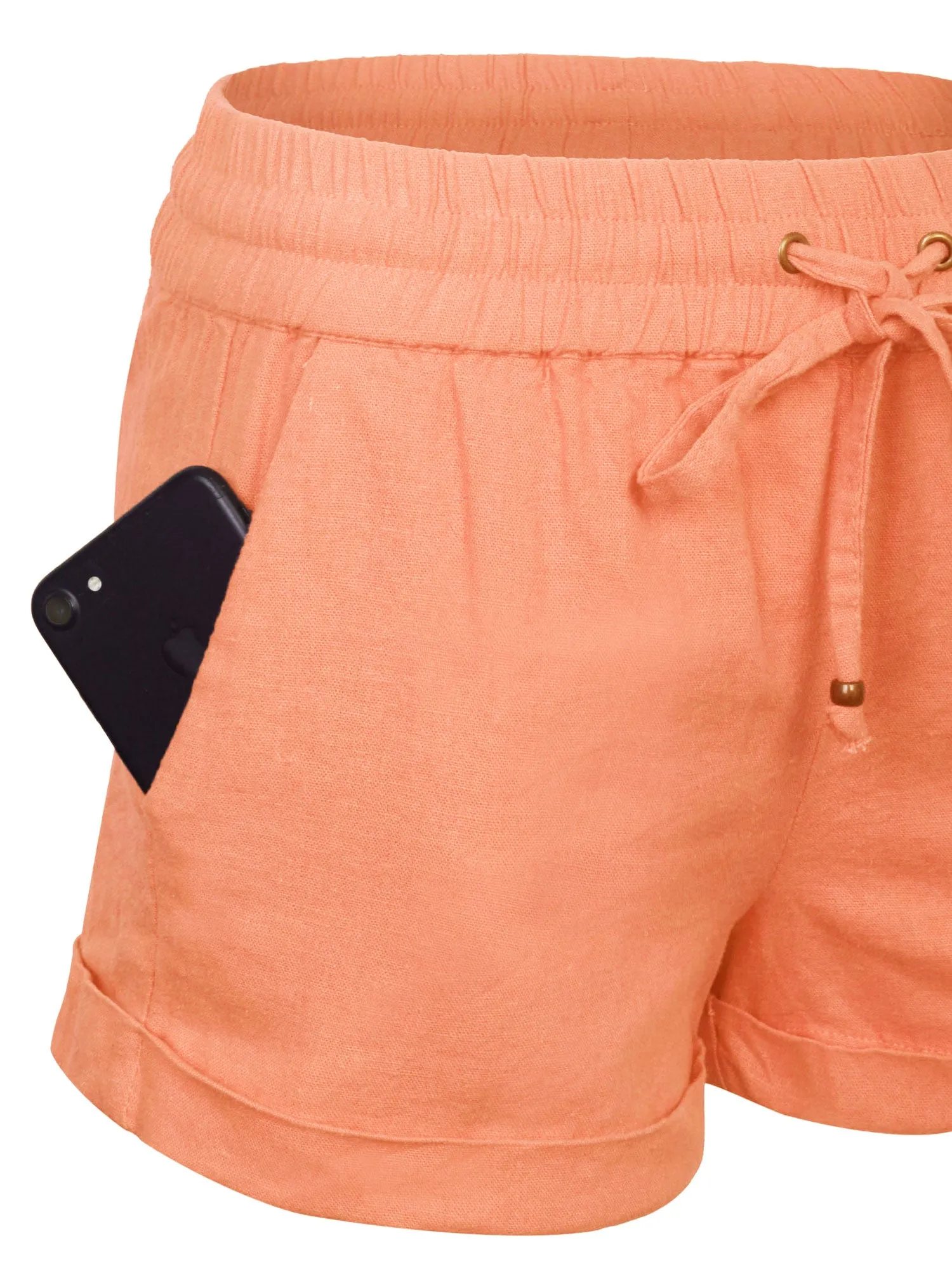 Womens Lightweight Linen Shorts with Drawstring
