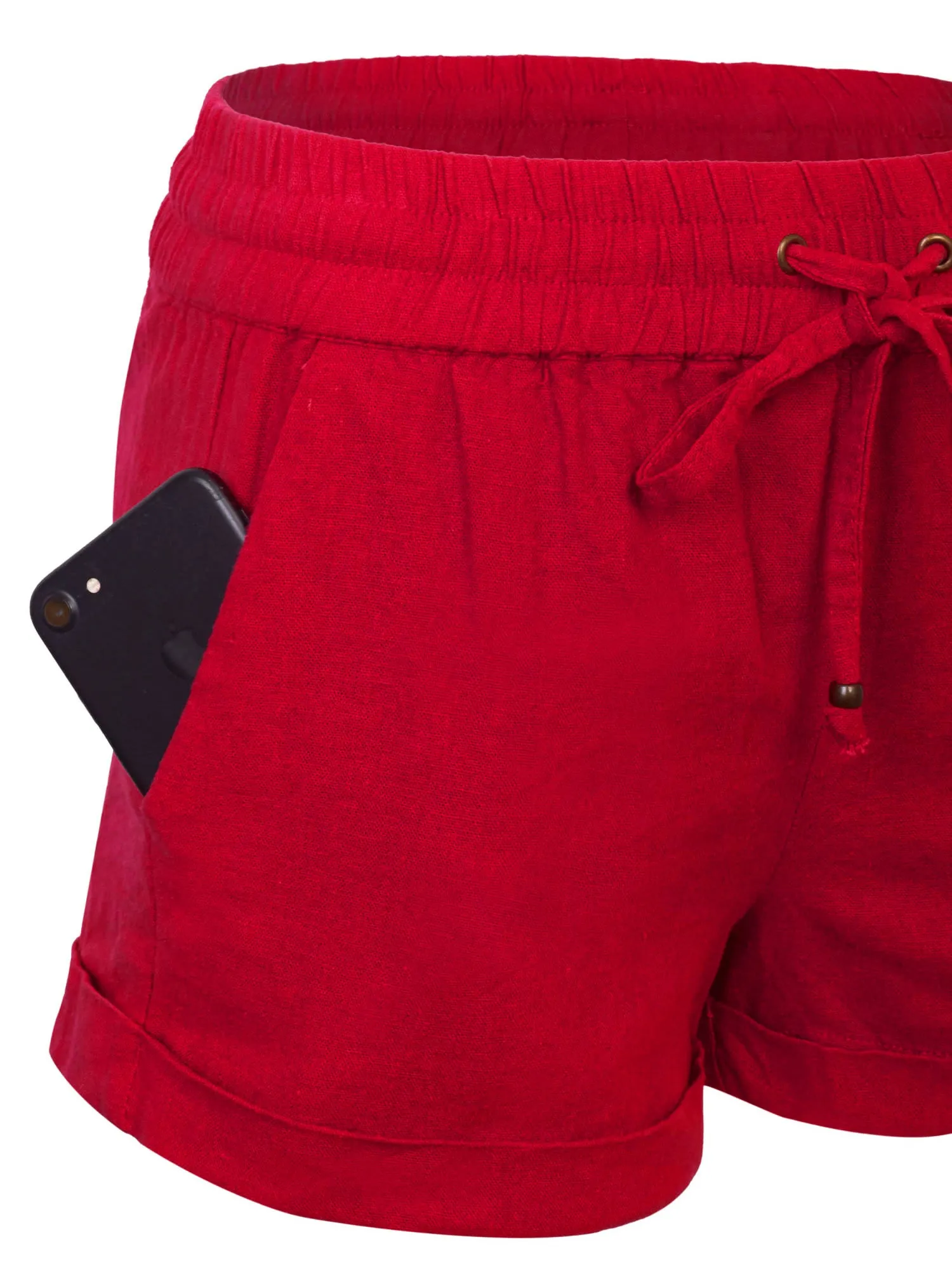 Womens Lightweight Linen Shorts with Drawstring