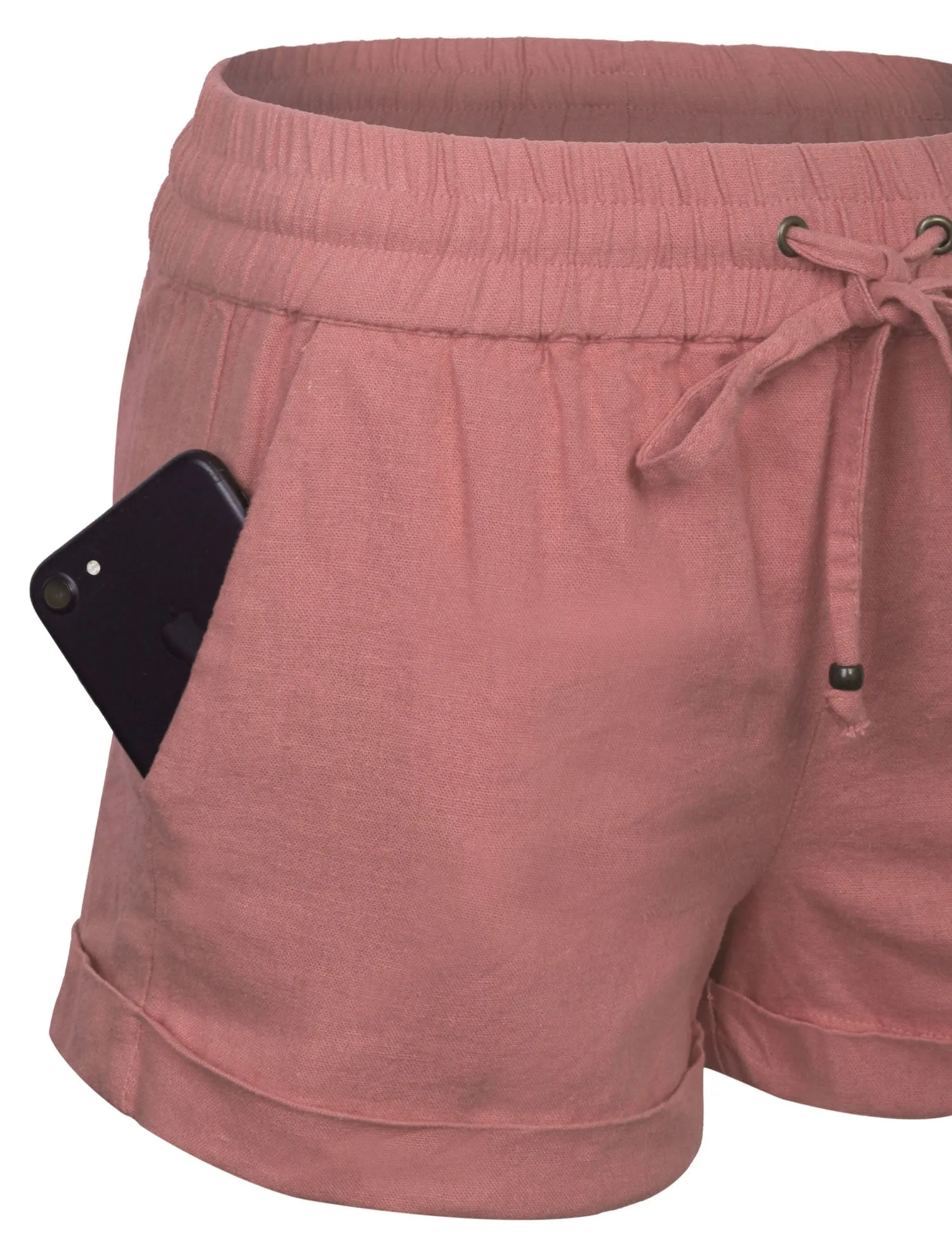 Womens Lightweight Linen Shorts with Drawstring