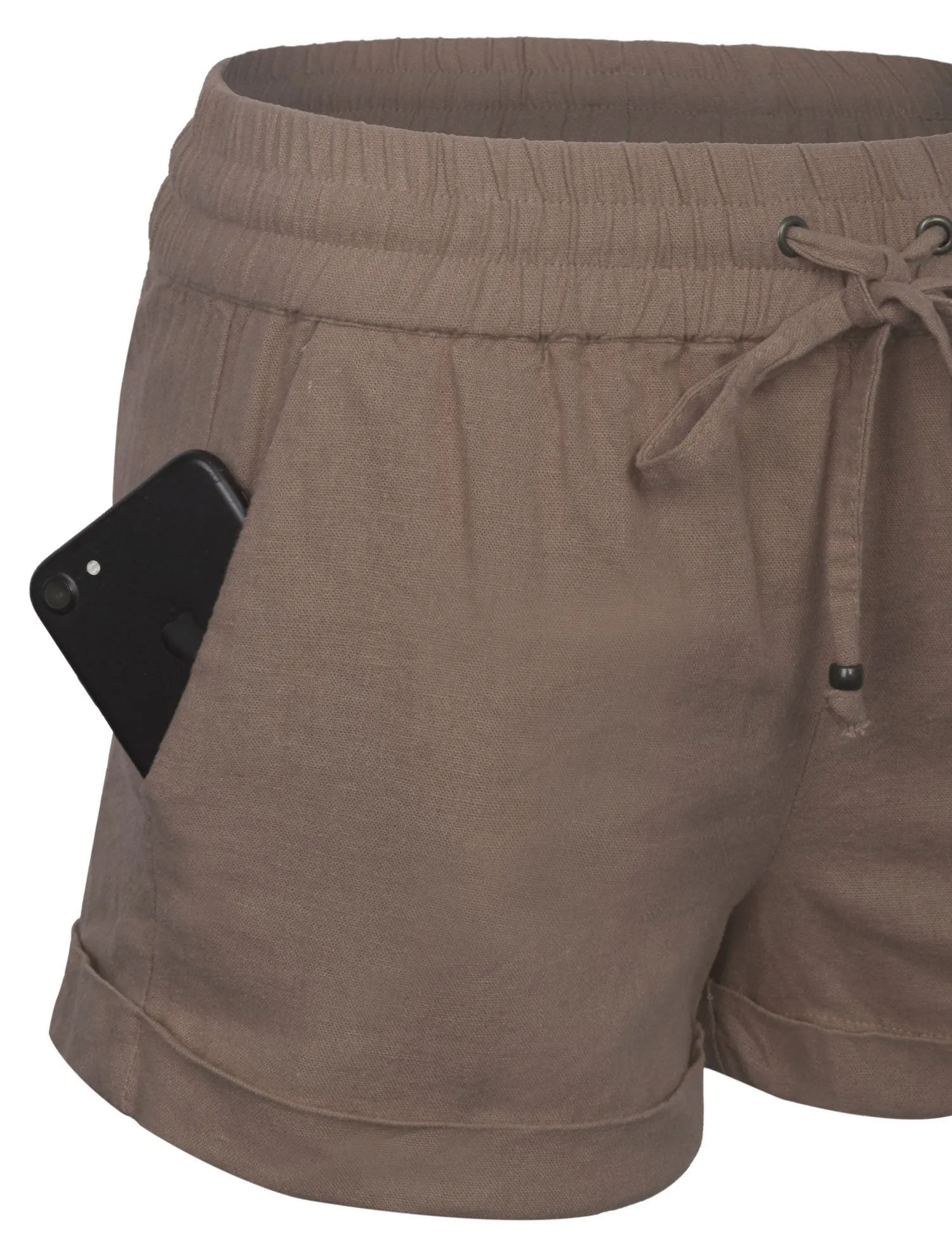 Womens Lightweight Linen Shorts with Drawstring