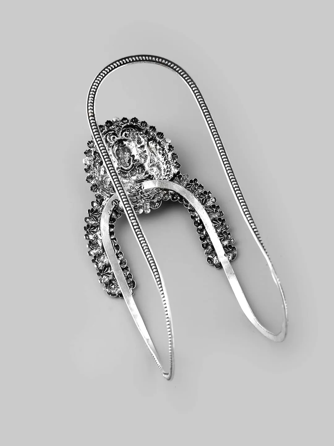 Yellow Chimes Oxidised Bajubandh for Women Silver Oxidised Armlets Authentic Kolhapuri Worked Bajubandh for Women and Girls