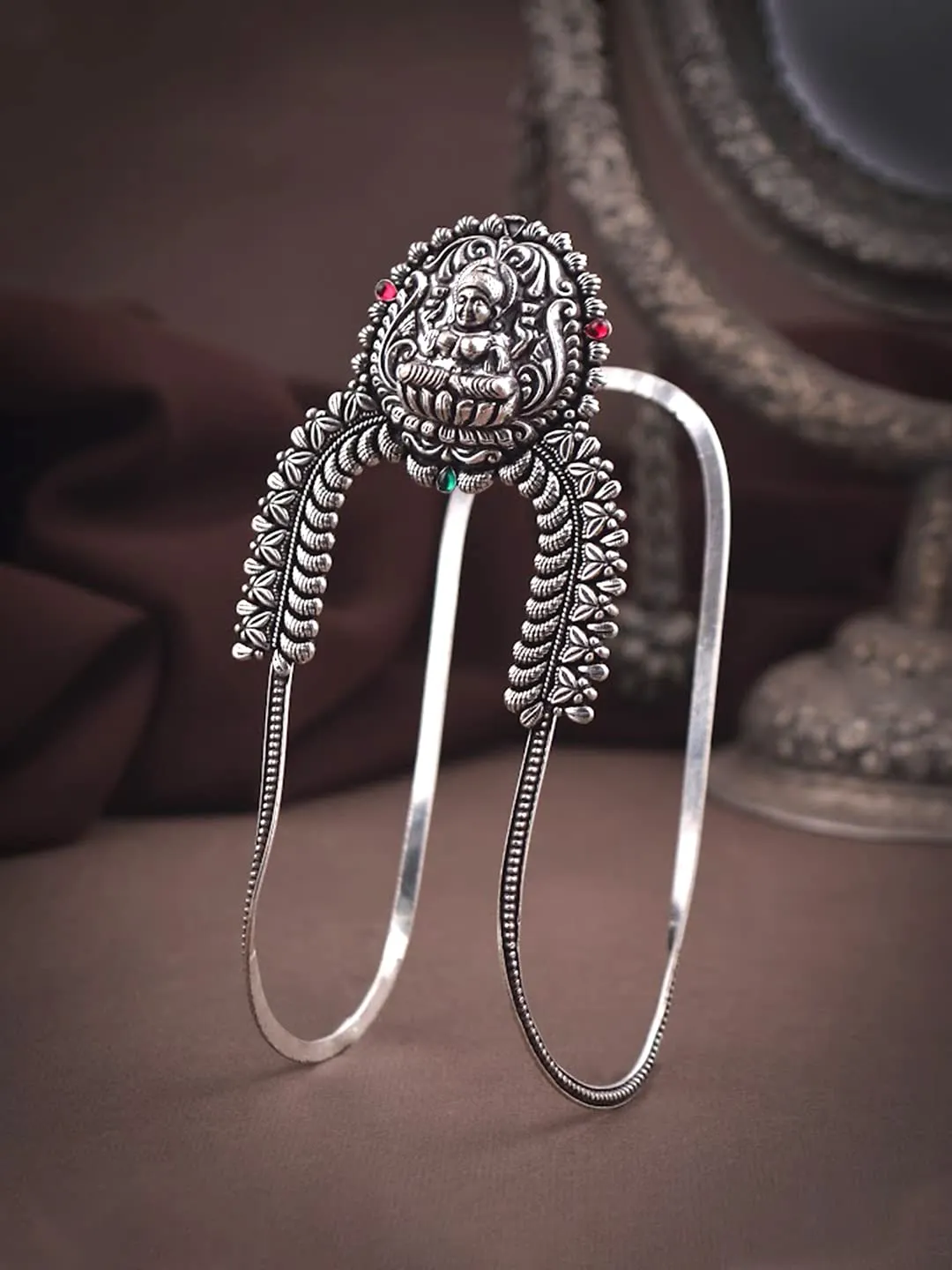 Yellow Chimes Oxidised Bajubandh for Women Silver Oxidised Armlets Authentic Kolhapuri Worked Bajubandh for Women and Girls